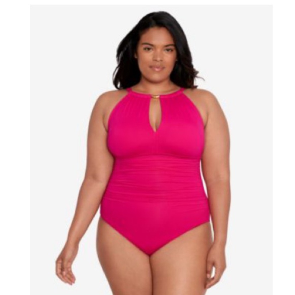 Brand New! Ralph Lauren Women's High Neck One Piece Swimsuit color- orchid